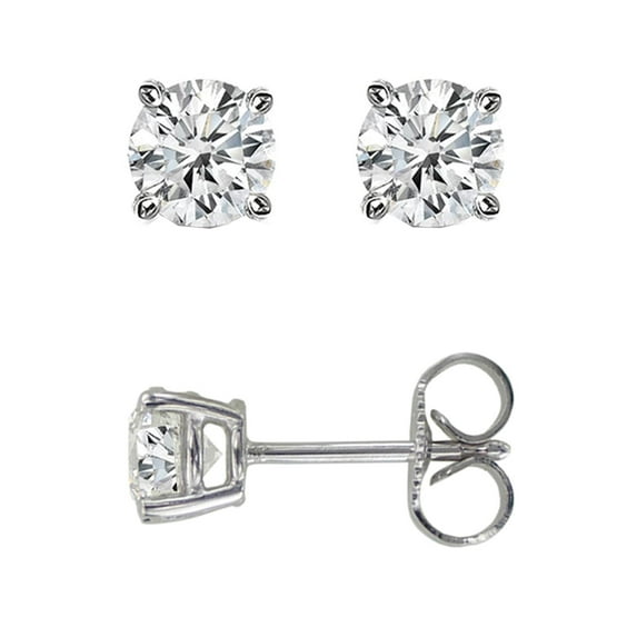 14Kt White Gold .05Ct Princess Diamond Stud Earring