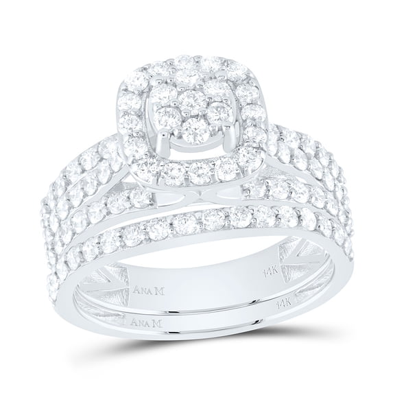 14Kt White Gold 2 Ctw Natural Diamond Cushion Trio Set, Womens Size: 6 / Mens Size: 8.5