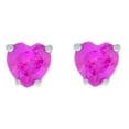 thumbnail image 1 of 14Kt White Gold Pink Sapphire Heart Stud Earrings, 1 of 2