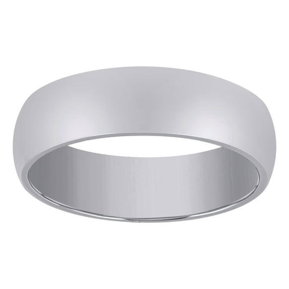 14Kt White Gold Unisex Dome Polished Comfort-Fit 6Mm-Size 7 Bridal Anniversary Engagement Wedding Band Ring