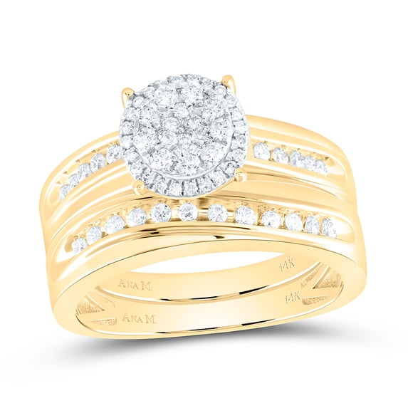 14Kt Yellow Gold 3/4 Ctw Natural Diamond Round Trio Set, Womens Size: 5 / Mens Size: 9.5