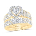 thumbnail image 1 of 14Kt Yellow Gold 5/8 Ctw Natural Diamond Fashion Heart Trio Set, Womens Size: 8 / Mens Size: 12, 1 of 3