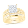 thumbnail image 1 of 14Kt Yellow Gold 5/8 Ctw Natural Diamond Square Trio Set, Womens Size: 9 / Mens Size: 11, 1 of 3