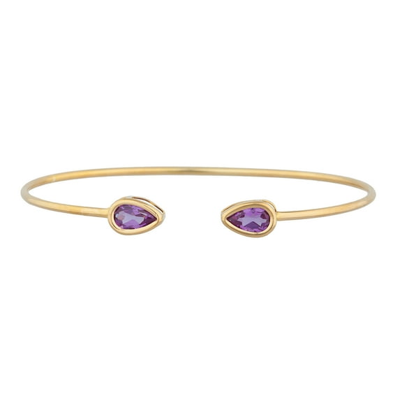 14Kt Yellow Gold Alexandrite Pear Bezel Bangle Bracelet