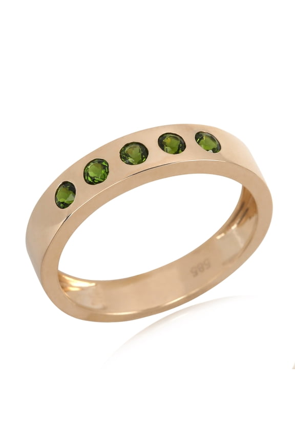 14Kt Yellow Gold Chrome Diopside 5 Stone Ring