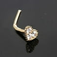 thumbnail image 1 of 14Kt Yellow Gold Clear CZ Heart L Bend Nose Ring, 1 of 2