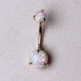 thumbnail image 1 of 14Kt. Yellow Gold Navel Ring with Prong Set White Synthetic Opal, 1 of 4