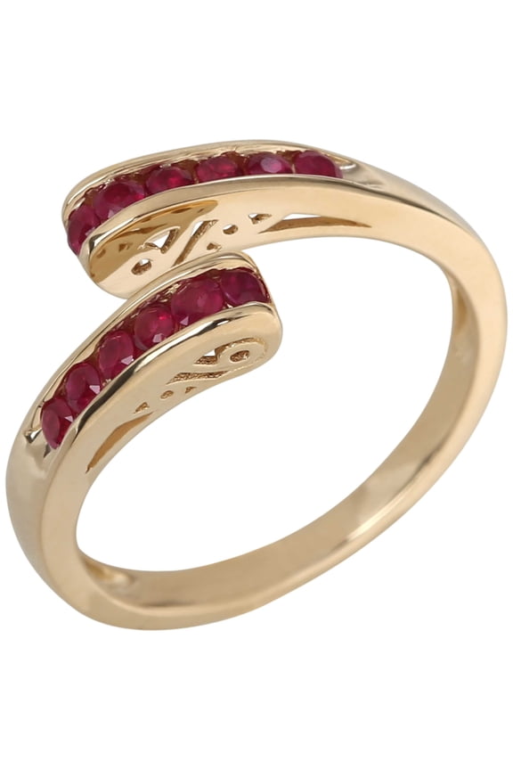14Kt Yellow Gold Ruby By Pass Ring