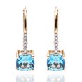 thumbnail image 1 of 14Kt Yellow Gold Swiss Blue Topaz With With Diamond Dangling Earring, 1 of 3