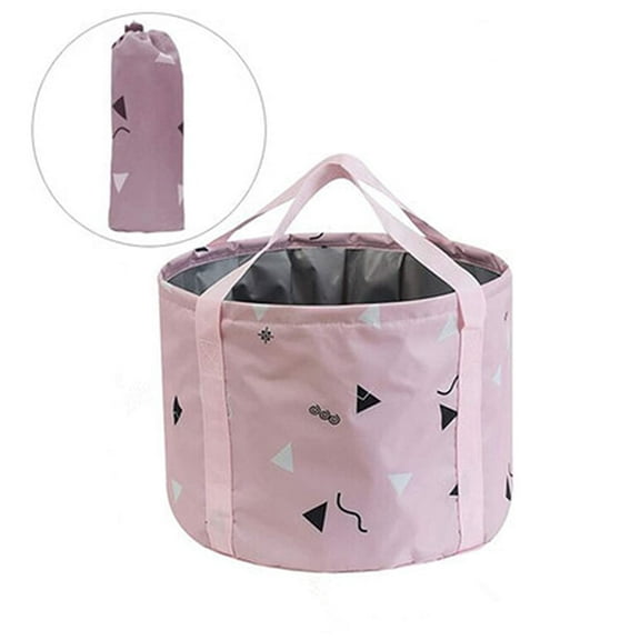 14L Collapsible Feet Soaking Bag Tub with Handles for Girls Women, Portable Pedicure Foot Spa Soak Bath Foldable Basin Bucket for Travel Camping, Pink