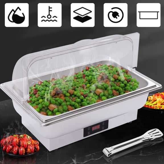 14L Electric Chafing Dish with Adjustable Temperature, Anti-Dry Burn Function, 600W Food Warmer for Buffets, Catering, Hotels, and Events
