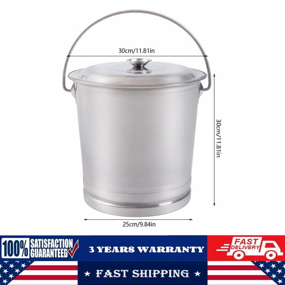 14L Stainless Steel Milk Pail Bucket with Lid Milk Can Wine Pail Bucket NEW