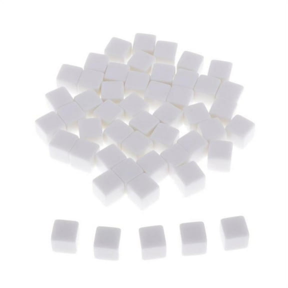 14MM White Acrylic Blank Dice Cubes for Classroom Board Games, DIY Sticker, Math Counting Teaching, Party Favor, Fun, 50PCS
