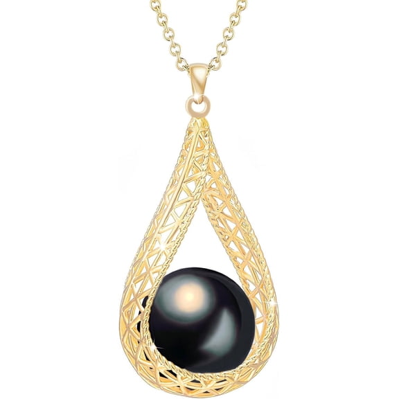 14Mm Big Pearl Pendant Necklaces For Women Glod Plated Costume Jewelry[Z298]