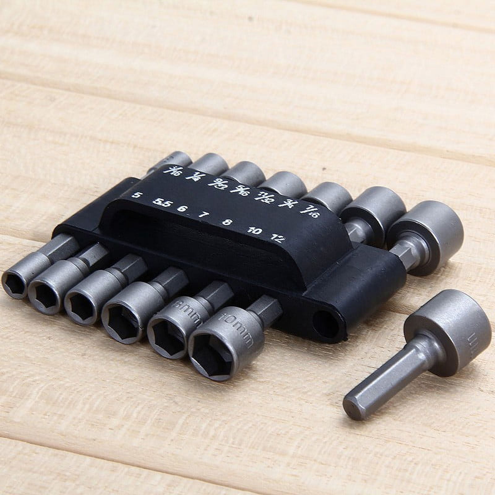 14PC Power Nut Driver Drill Bit Set Metric Socket Wrench Screw 1/4in ...