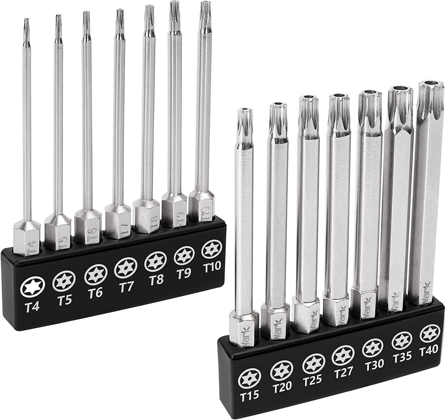 14PC Security Torx Bit Set 3" Long Tamper Proof Star Screwdriver Bit Set 1/4" Hex Shank S2 Steel T4 - T40 Magnetic Impact Driver Drill Bits