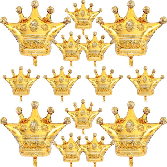 14PCS Crown Balloons Gold Foil Crown Balloon for Birthday Wedding Party Baby Shower Decorations 4 Giant and 10 Mini Size