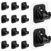14PCS No Drill Curtain Rod Brackets No Drilling Self Adhesive Curtain Rod Holder Hooks Nail Free Adjustable Curtain Rod Hooks Curtain Hangers for Bathroom Kitchen Home Bathroom and Hotel