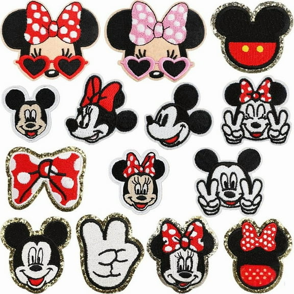 14PCS Embroidered Iron on Patches DIY Accessories, Mickey Decorative Patches, Minnie Sewing Applique for Jackets, Hats, Backpacks, Jeans