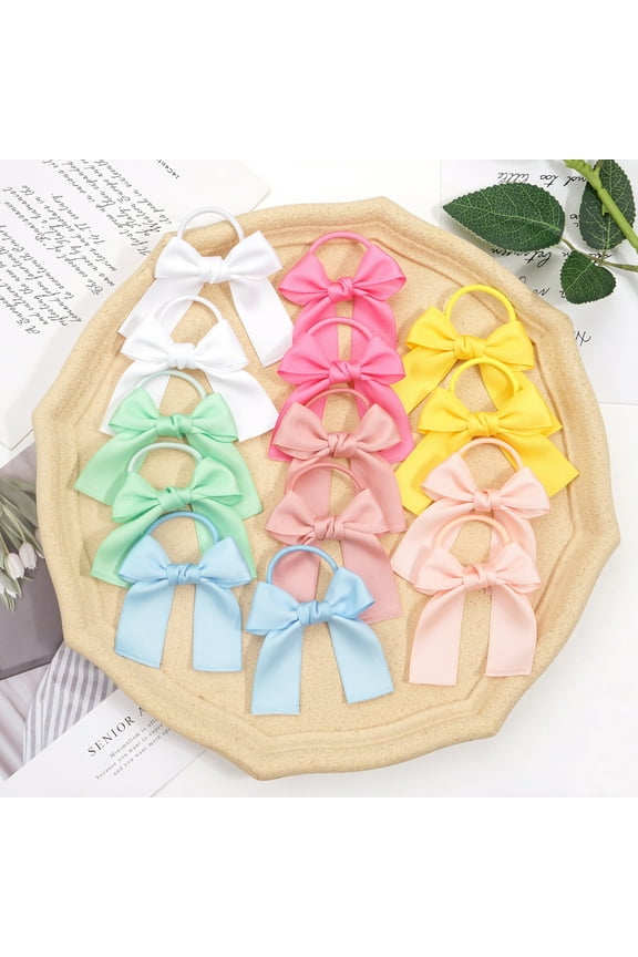 14PCS Hair Bows for Toddler Girl Ribbon Bows Hair Ties Toddler Bows Rubber Bands Pigtail Ponytail Bows Hair Accessories for Toddler Girl