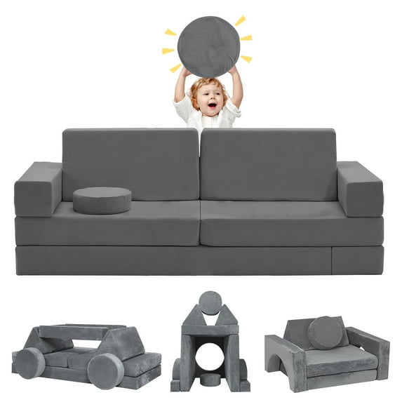 14PCS Kids Sofa, DIY Modular Toddler Sofa for Playroom and Bedroom, Baby Play Couch, Imaginative Creative Furniture Set for Playroom/Indoor/Nursery