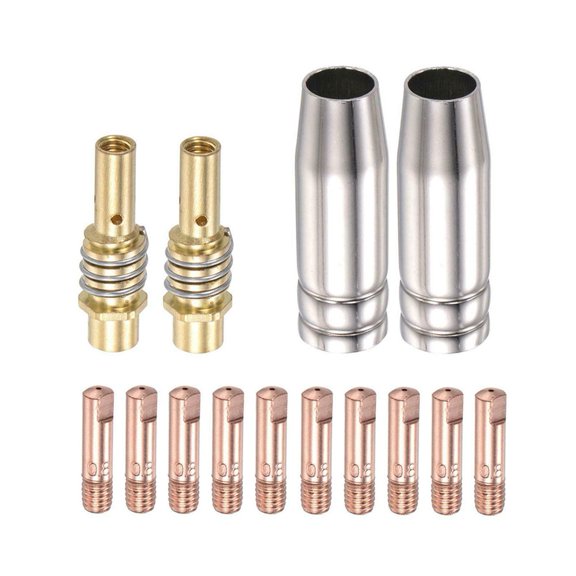 14PCS MIG MAG Welding Nozzle Kit For 15AK- Torch, Copper Gas Nozzles & Connecting Rods With 0.8mm Orifice For Shielding, Stable & Reduced Spatter