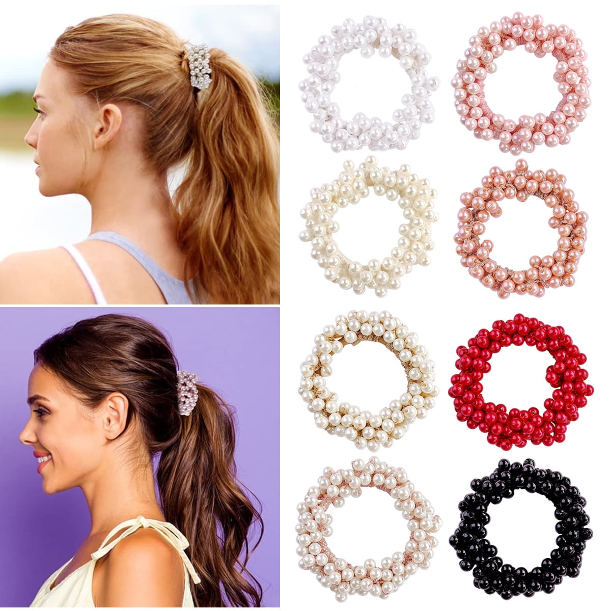 Dalrosia Pearl Hair Ties Beaded Fashion Elastic Hair  display picture 1
