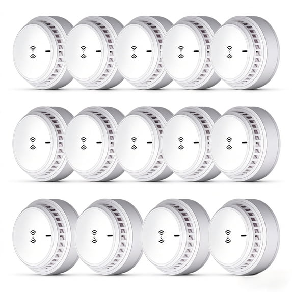14PCS Photoelectric Smoke Alarm Detector, Home Fire Safety Sensor Alert, 3V AA Battery Operated, No Wiring Required