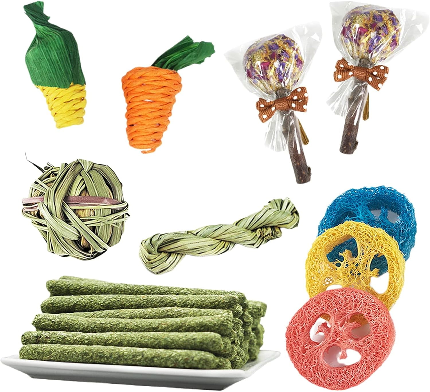 14PCS Rabbit Toy for Teeth,Bunny Toys for Rabbit,Bunny Chew Toys for