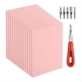 thumbnail image 1 of 14PCS Rubber Stamp Carving Kit with Linoleum Block Carving Tools for Printmaking,Stamp Making Kit Block Printing Kit,14 x pink rubber blocks 1 set x stamp engraving tool (with 6 blades), 1 of 6