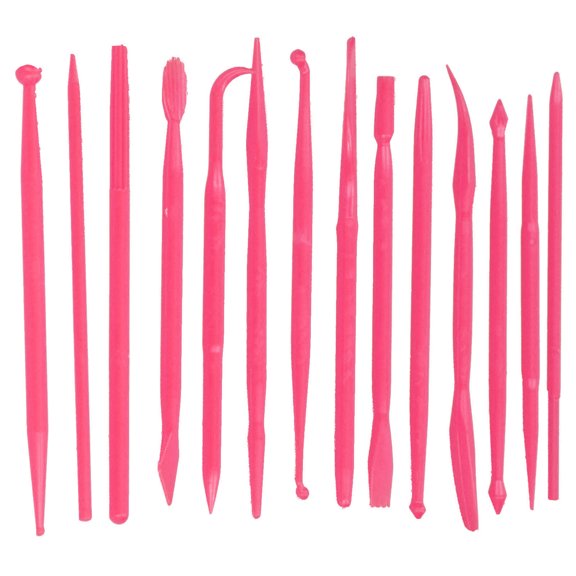 14PCS/Set Plastic Crafts Clay Modeling Tool for Shaping and Sculpting Cake Embossing DecorRose Red