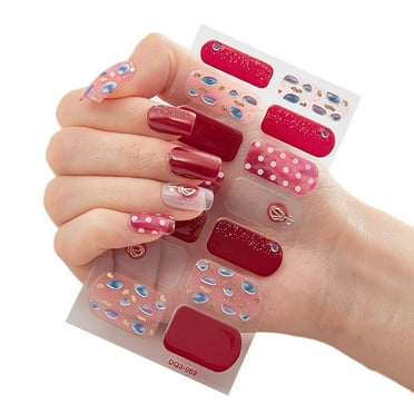 14PCS/Set Semi Cured Gel Nail Art Stickers UV Lamp Cover Full Wraps USN R6H0