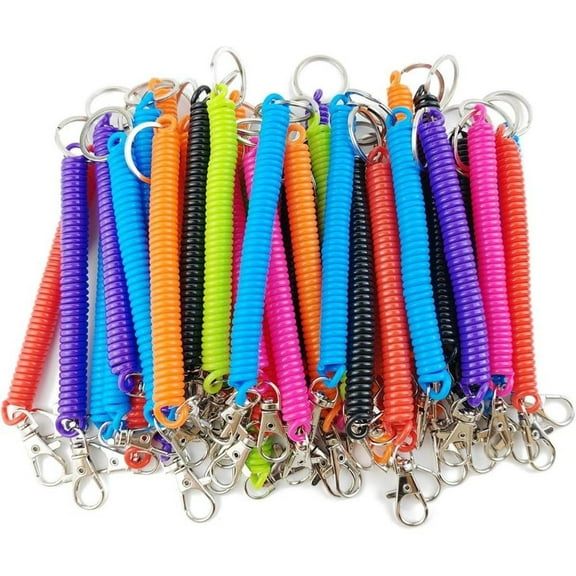 14PCS Spiral Retractable Spring Coil Keychain, Theftproof Anti-lost Stretch Cord Safety Key Ring with Metal Lobster Clasp for Keys Wallet Cellphone and Other Important Item, Backpack Accessories