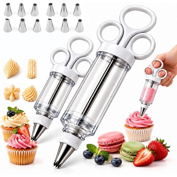 14PCS Stainless Steel Cake Decorating Press Kit, Professional Icing Piping Set, Dessert Tools