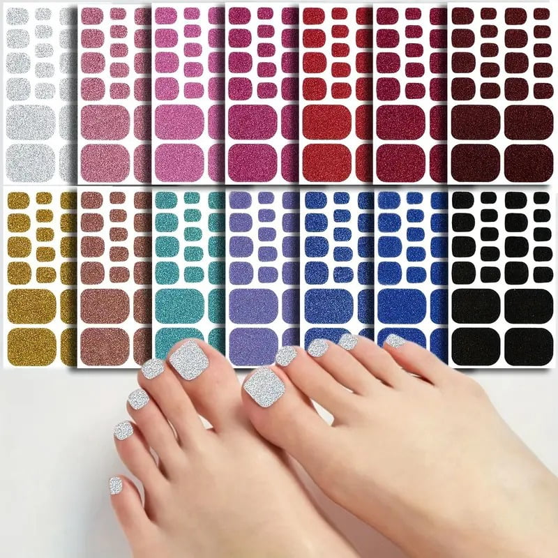 14PCS Summer Foot Stickers Nail Art Stickers Waterproof Solid Color Onion Pink Internet Celebrity Nail Stickers Toe Nail Art Stickers