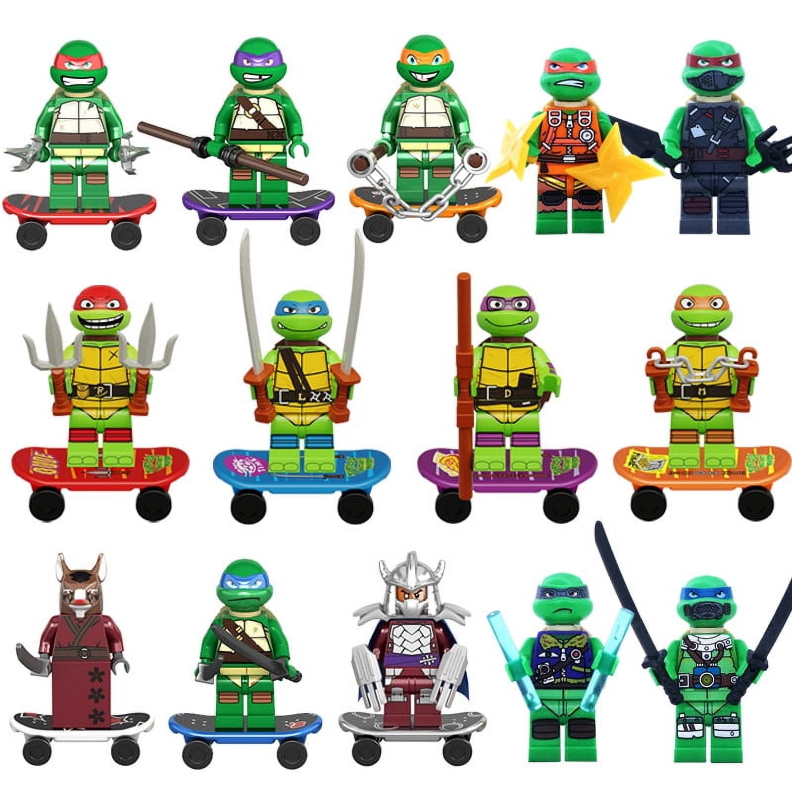 14PCS Teenage Mutant Ninja Turtles Movie Minifigures Donatello Leonardo Da Vinci Michelangelo Figures, MOC Brick Toy for Enthusiasts \u0026 Kids