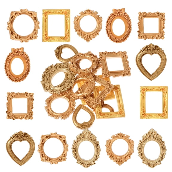 14PCS Vintage Picture Frames, Mini Picture Frames Antique Small Pictures Frame, Oval Rectangle Vintage Picture-Frame for DIY Photography Mobile Phone Party Decor