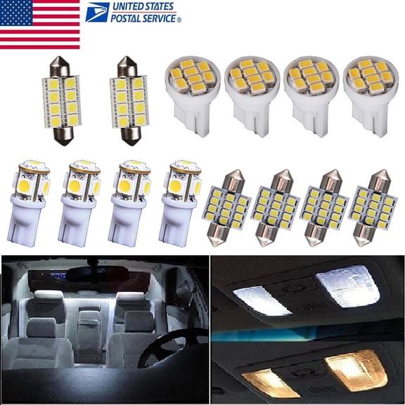 14PCS White LED Bulb Lights Interior Package for T10 192 & 31mm 578 Map Dome Kit