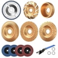 thumbnail image 1 of 14PCS Wood Carving Disc Set for 4" & 4-1/2" Angle Grinder – Wood Cutting, Carving & Grinding Kit with Chainsaw Disc, Wood Shaping Discs, Flap Sanding Wheels, Adapter Rings & Wrench, 1 of 8