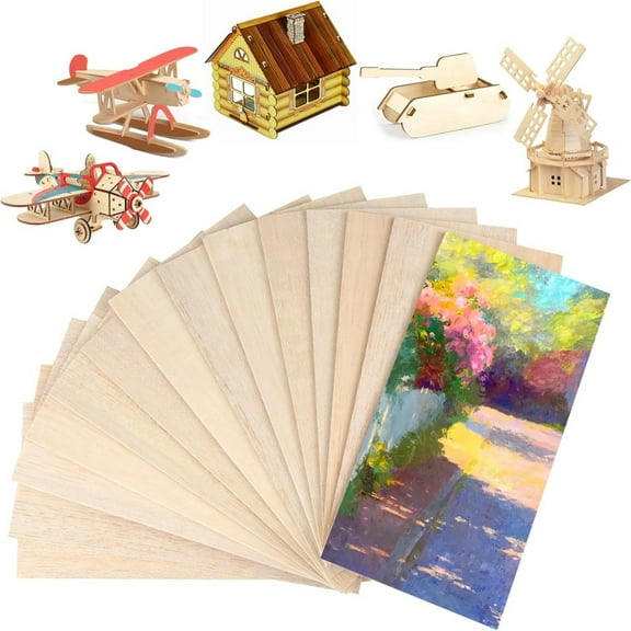 14Pack Balsa Wood Plates, Wooden Panels for Crafts, Craft Wood for DIY, Wooden Discs Wood Panels Plywood Plate for DIY Carving, Painting and Modeling, 2 x 100 x 200 mm