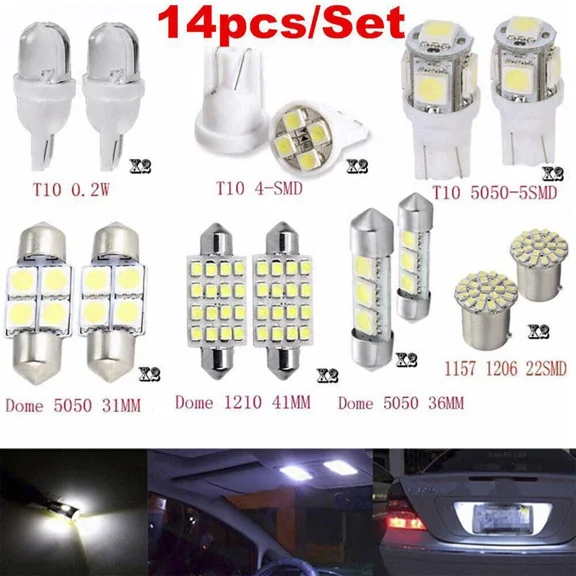 14Pack Car Interior Led Light For Dome Map License Plate Lamps Bulbs Accessories