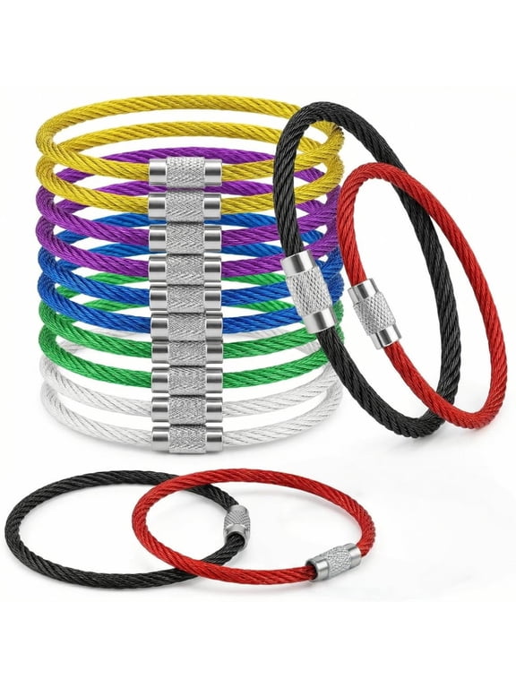 14Pack Stainless Steel Loops 2mm Coated Wire Keychain Cable Large Keyrings 6 inch Key Chain for Luggage Tags, Key Tags, Keyrings, Kitchen utensils, Duster-Assorted Colors