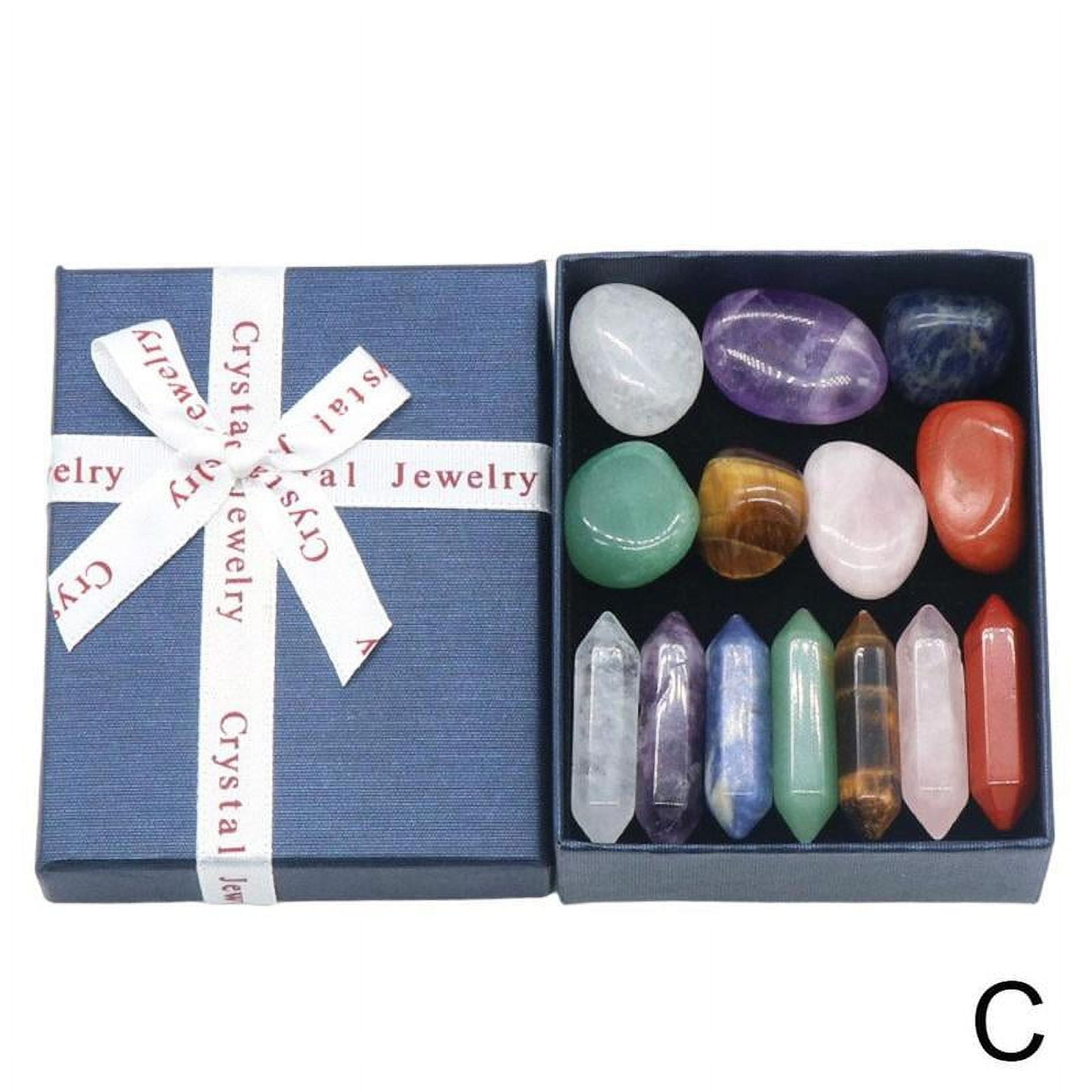 14Pc/set Reiki Healing Crystals Kit w/ Gift Box Natural Crystal