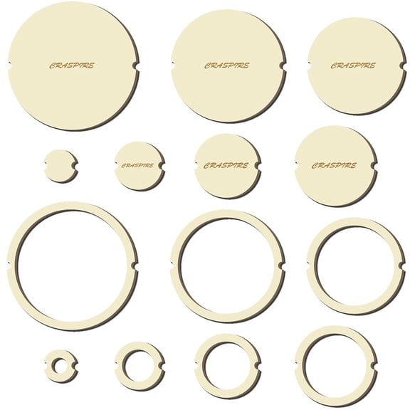 14Pcs 14 Style Wood Hoop Rings Macrame for DIY Craft Making Home Wall Hanging Wreath Decoration Round 40~160x38.7~159.6x3mm 1pc/style for DIY