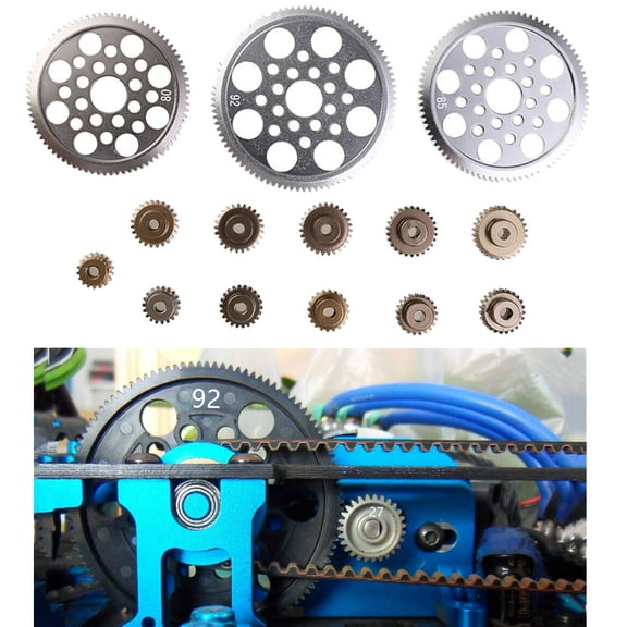 14Pcs 18T-92T Car DIY Parts 1/10 RC Model Motor Gear Aluminum Alloy Cog Pinion Gear Set for Sakura CS S XIS D4 Replacement
