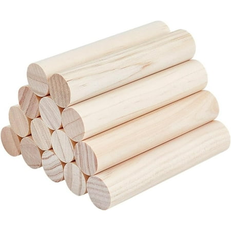 14Pcs 3.9x0.8 Inch Wood Round Sticks Blank Round Dowels Rods Round Dowels Strips Unfinished Wooden Dowel Rods Unfinished Wooden Strips Wood Sticks DIY