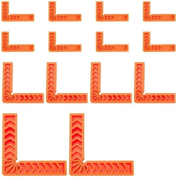 14Pcs 3 Styles Plastic Precision Machinist Square Engineer Woodworking Square L-Shaped Dark Orange 79~150x50~150x13~25mm