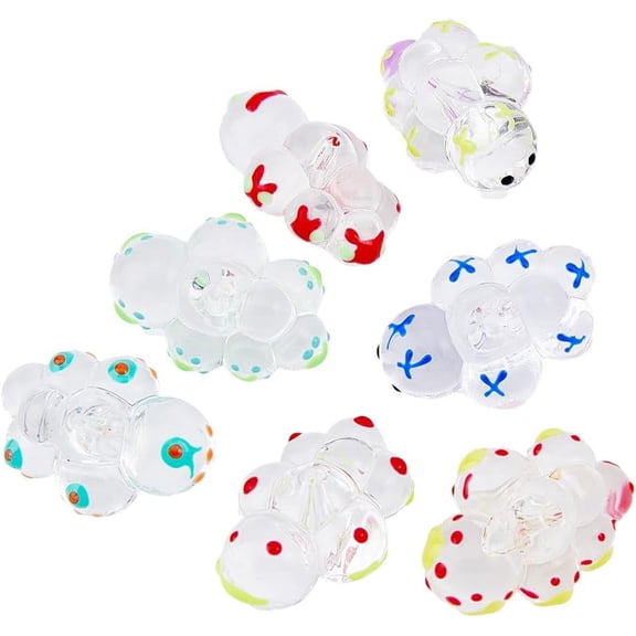 14Pcs 7 Color Transparent Acrylic Beads with Enamel Cloud with Mixed Color 33x22.5x17mm Hole: 2mm about 2pcs/color