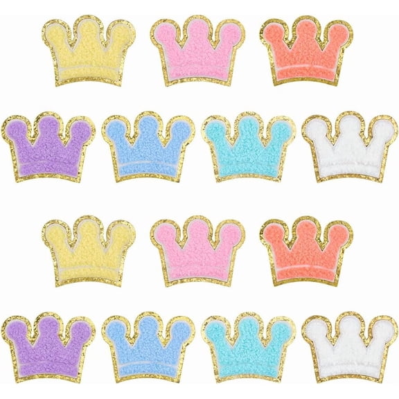 14Pcs 7 Colors Chenille Self-adhesive Clothing Patches Mixed Color 50x69.5x3mm 2pcs/color