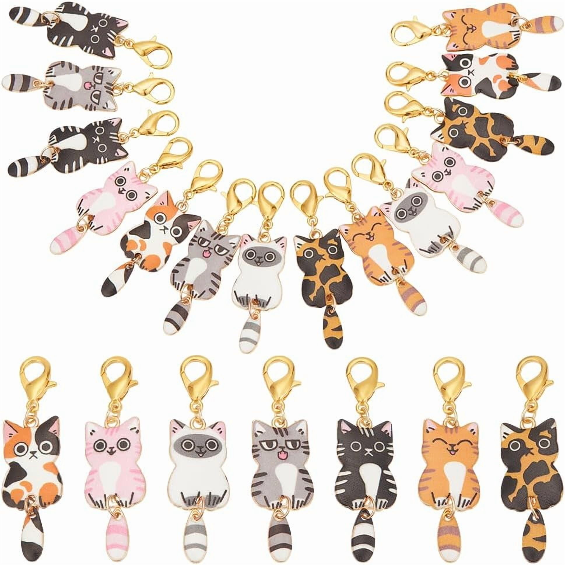 DoreenBeads Cat Stitch Markers - 8pcs Locking Crochet Markers With Lobster Claw Clasps For Knitting